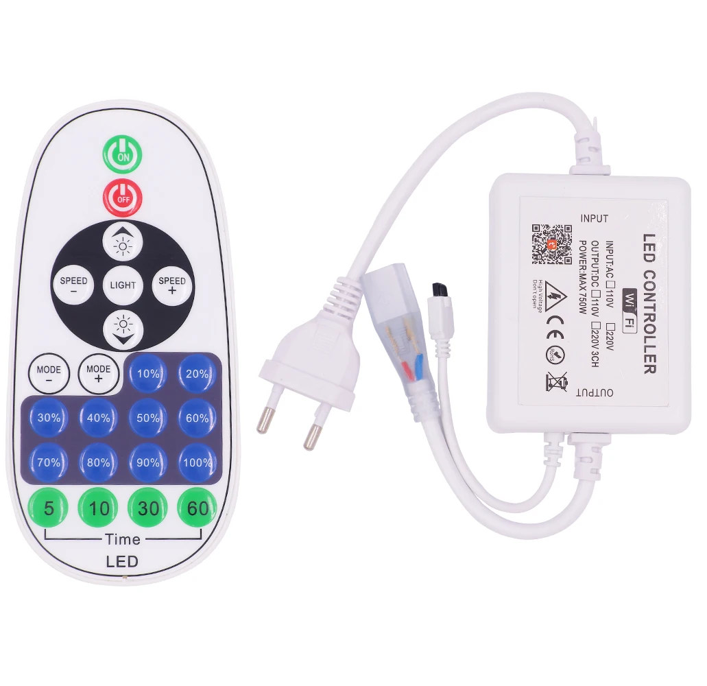 

750W 110V 220V Single Color Tuya Wifi Controller Use For 5050 2835 LED Strip With EU/UK/US/AU Plug