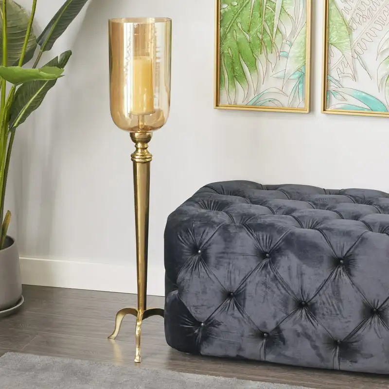 

Aluminum Single Candle Hurricane Lamp Candelabra Black candle holder Chinese lantern Decorative items for home Candlestick Cande