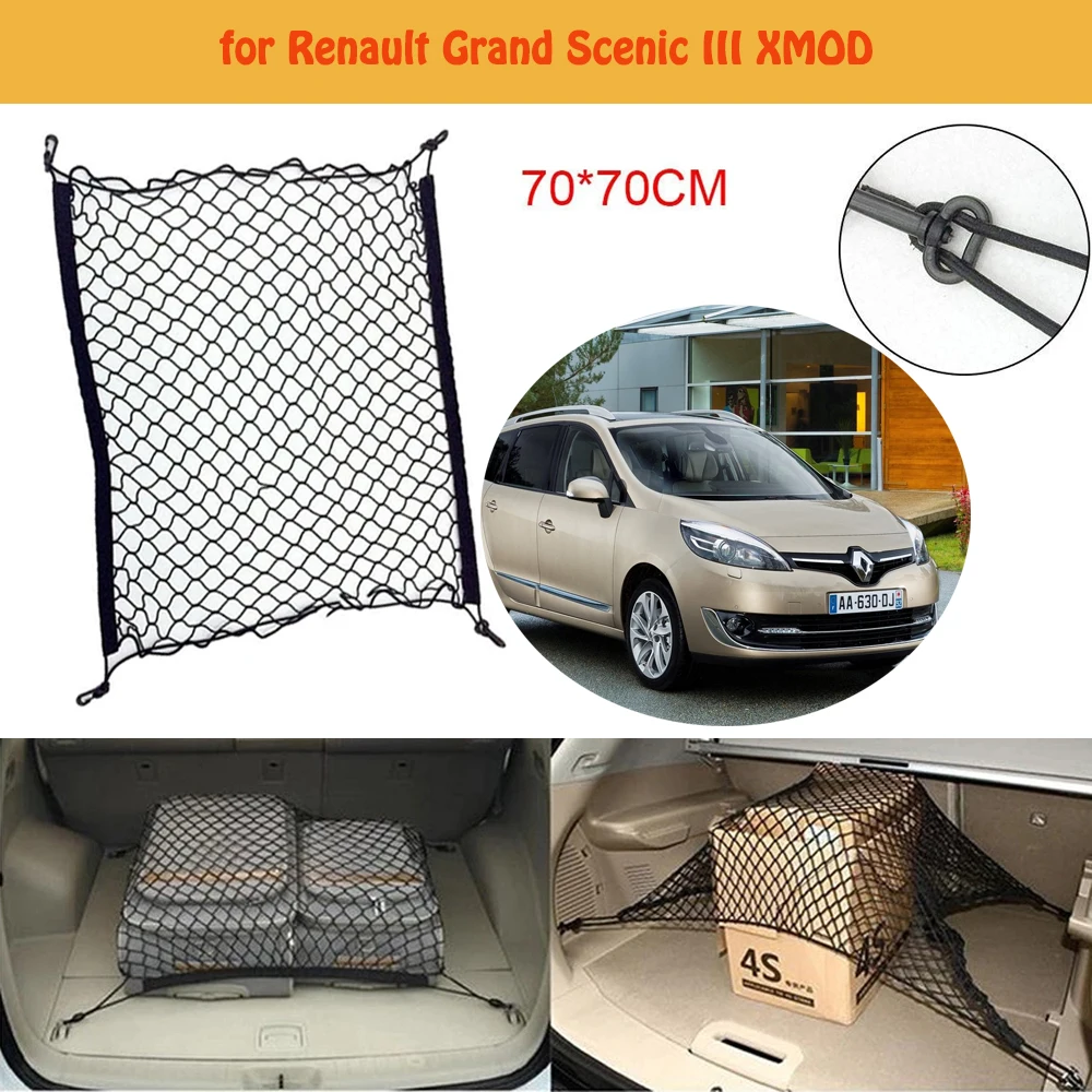

for Renault Grand Scenic III XMOD Car Trunk Network Hooks Mesh Net Cargo Organizer Rear Storage Car Accessories Luggage Elastic