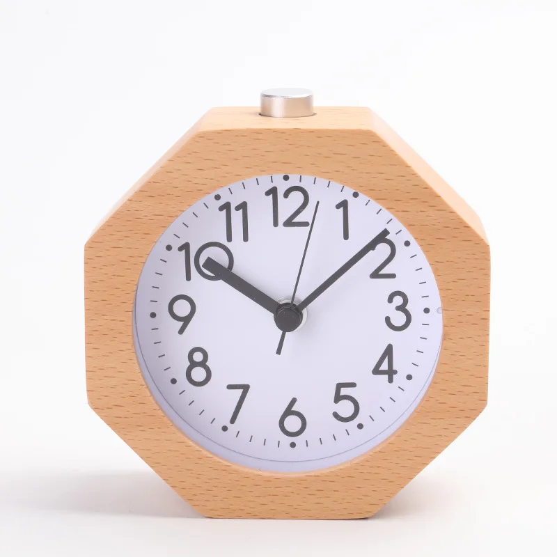 

Creative Wooden Alarm Clock with Night Light Polygonal Wooden Alarm Clock Timer Reminder Gifts for Family Members