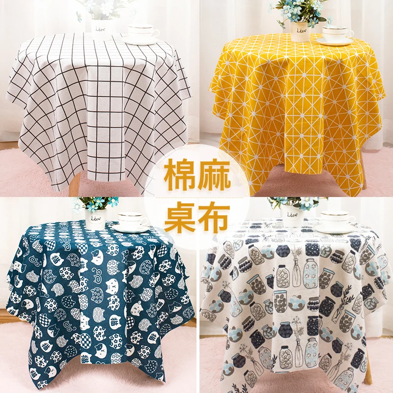 

Tea table tablecloth, cotton linen desk, student dining table cloth, rectangular tablecloth