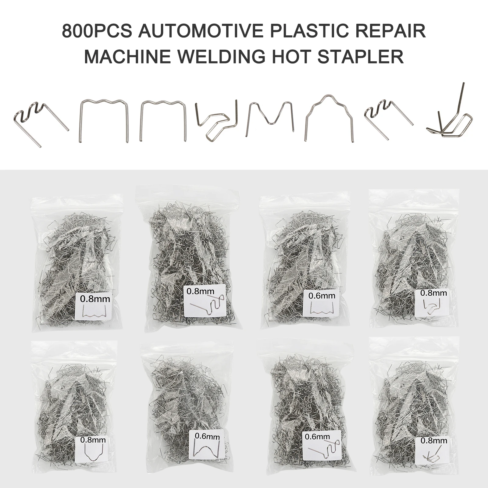 800PCS Automotive Plastic Repair Standard Pre Cut Wave Staples Bumper Bodywork Repairs Machine Welding Hot Stapler All Cars