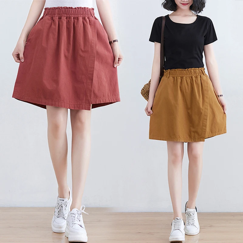 

2022 Summer Women's Fake Two Piece Wide Leg Loose Pants High Waist Slim A-line Shorts Fashion