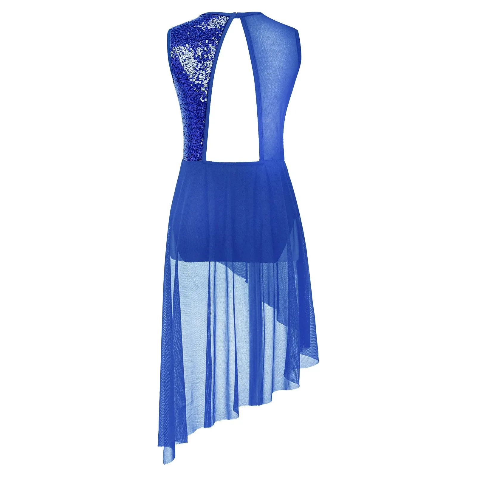 Детское танцевальное платье с блестками и асимметричным подолом