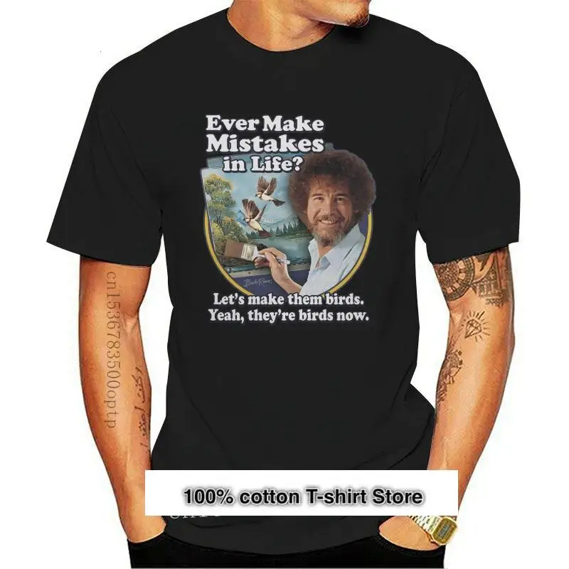 

Camiseta con licencia oficial de Bob Ross, playera con estampado "Make misches Into Birds", nueva