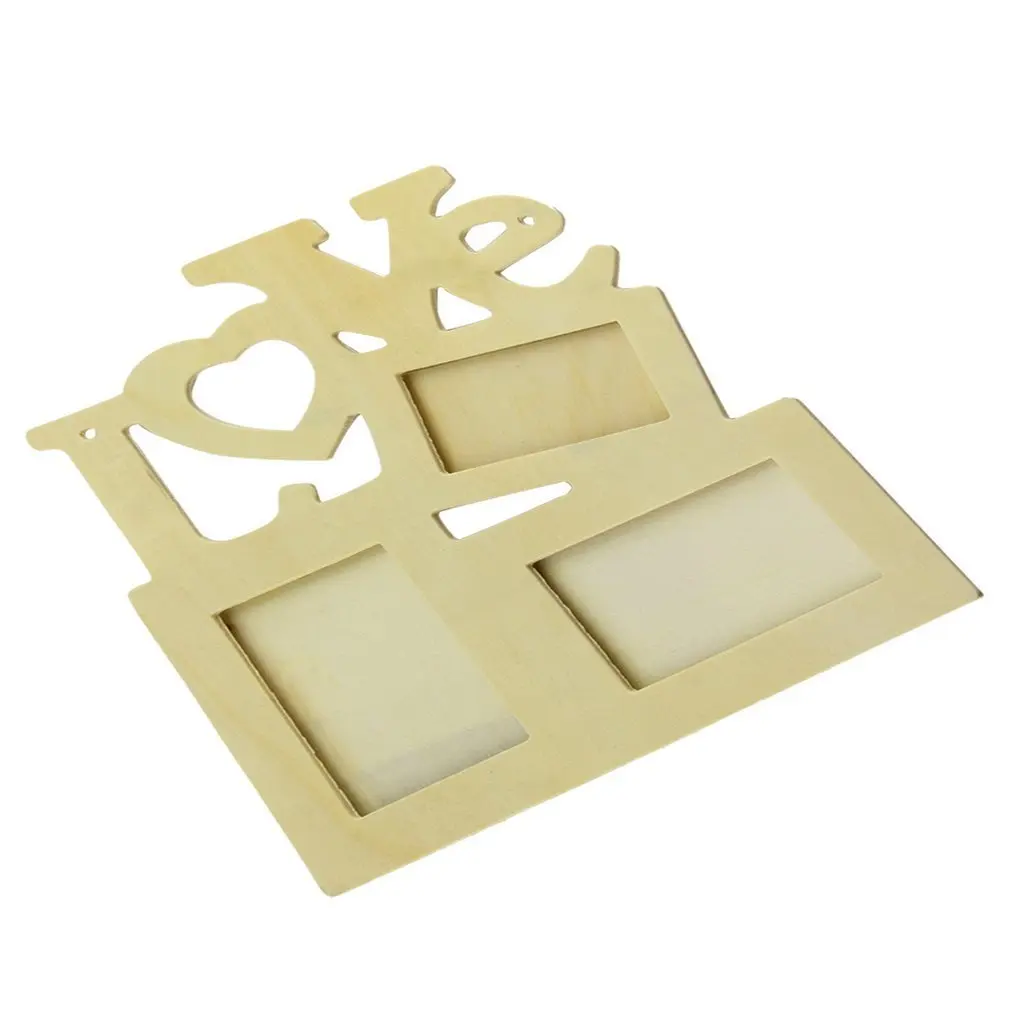 

OUTAD 3 Boxes Hollow Love Wooden Picture Frame Art Decor Modern Wall Photo Frames Vintage photo Picture Frame Frames Home Decor
