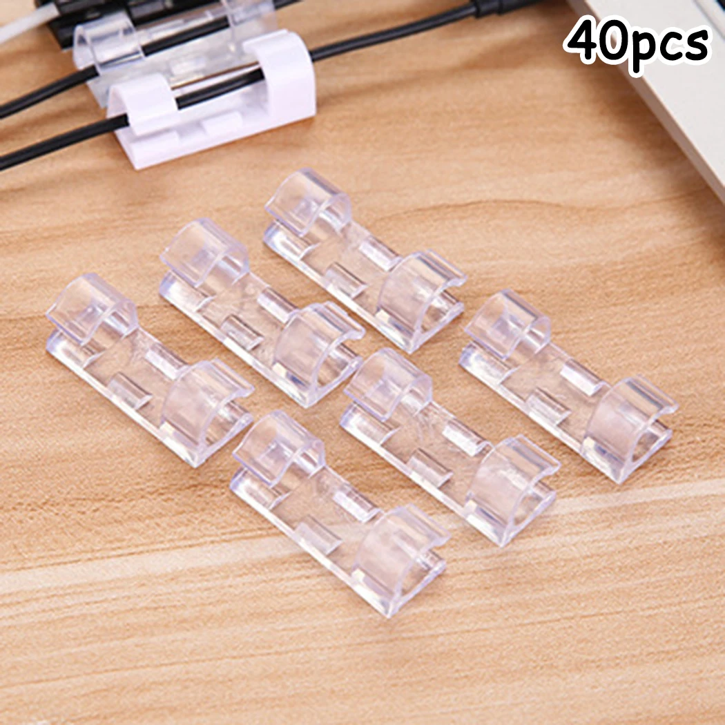 

40Pcs Self Stick Wire Cable Cord Clips Clamp Table Wall Tidy Organizer Holder Self-paste Wire Management Fixing Clips Clamp