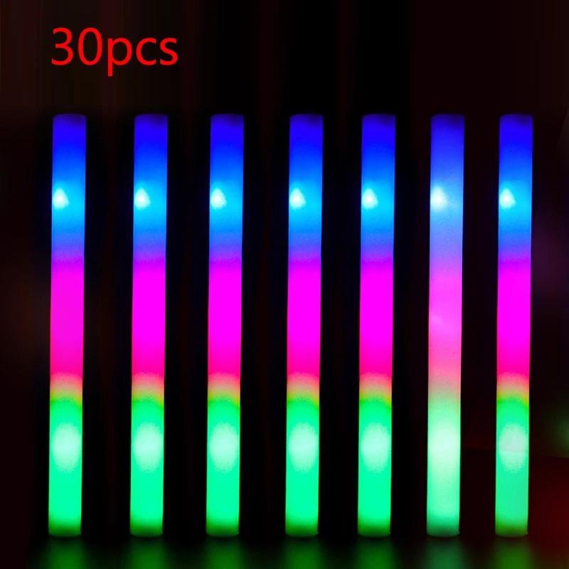 

30pcs LED Luminous Sticks Party Rave Foam Glow Stick Fluorescent Dark Light for Bar Wedding Birthday Festival Concert Supplies