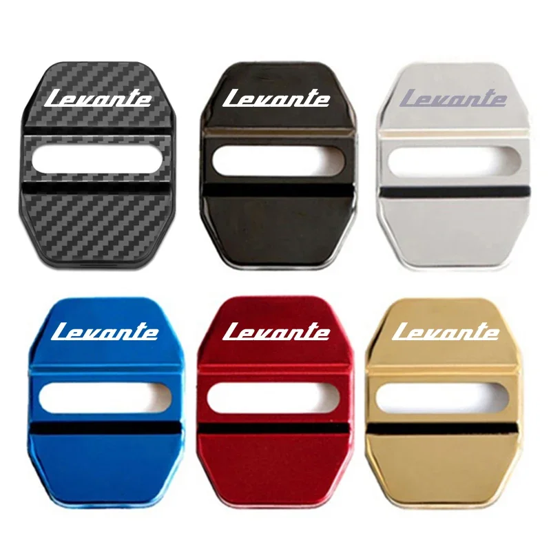 

4 шт. автомобильные аксессуары для значка Maserati Levante, чехол из нержавеющей стали для дверного замка, защитная наклейка, наклейки