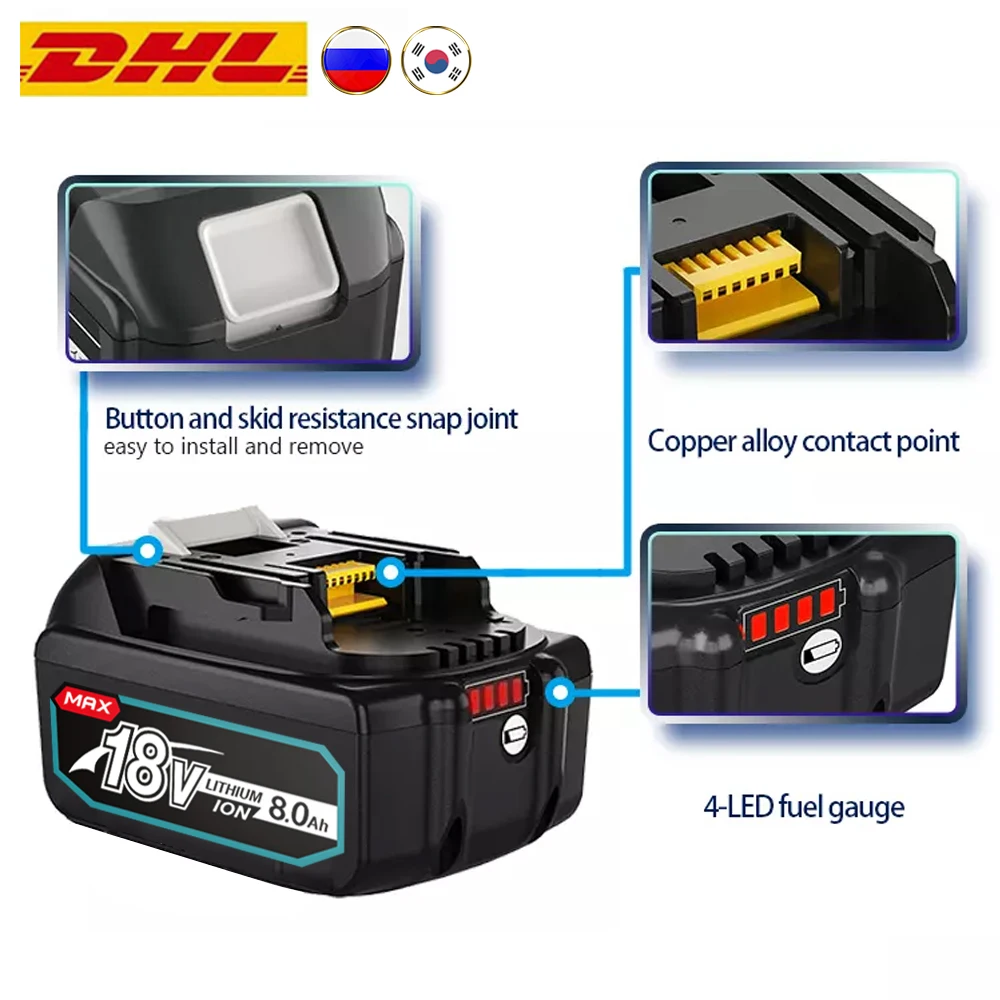 

2023 latest 18V Makita 6.0Ah 8.0Ah BL1860 BL1850B BL1850 BL1840 BL1830 BL1820 BL1815 LXT-400 lithium battery replacement