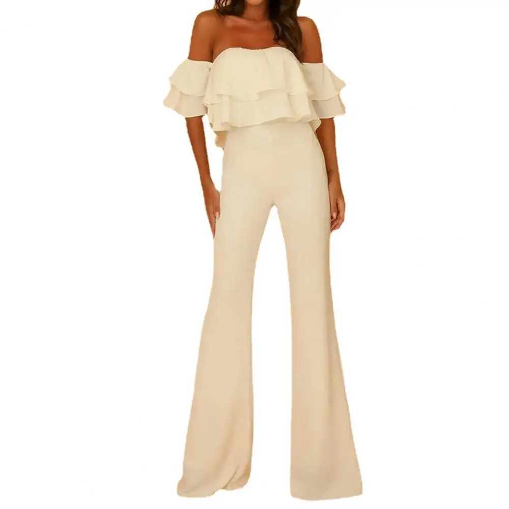 

Chic Double-layered Ruffle Women Romper Summer Romper Flared Straight Pattern
