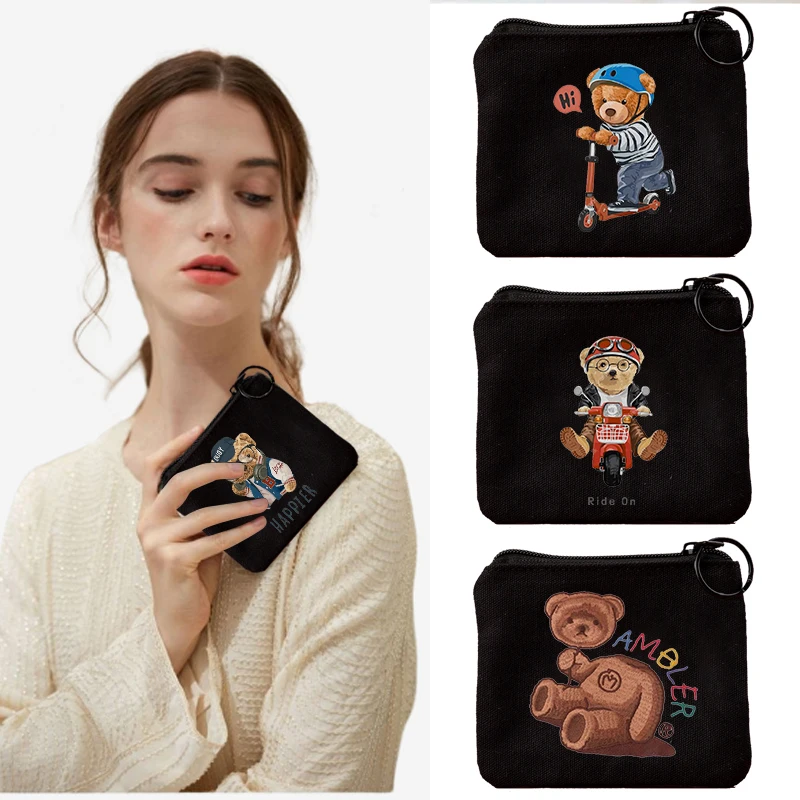 

Cute Cartoon Bear Doll Coin Pursepurse for Girls Canvas Small Fresh Key Chain Zipper Bag Girl Kawaii Pouch Cute Coin Purse Gift