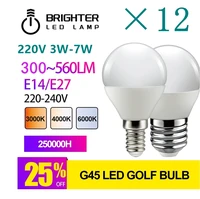 12pcs factory direct led bulb g45 220v 3w 7w high light efficiency no flicker for kitchen chandelier down lamp toilet