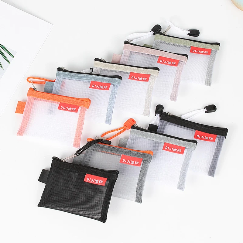 

Bus ID Credit Card Holder Pouch Purse Traveling Portable Clutch Bags Mini Mesh Coin Earphone Data Line Wallet Storage Outer Bank