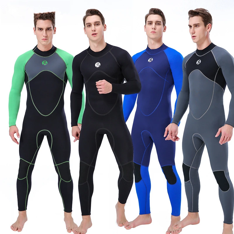 

SLINX Men Full Body 3mm Neoprene Wetsuit Back Zip Scuba Diving Suit Swimming Suit for Triathlon Surfing Snorkeling Spearfishing