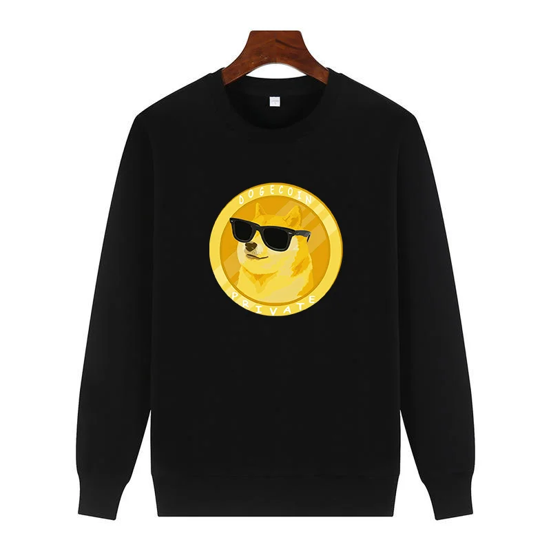 

Bitcoin Cryptocurrency Art Dogecoin To The Moon Crypto Coin Classic graphic Round neck hoodie sweatshirts thick sweater hoodie
