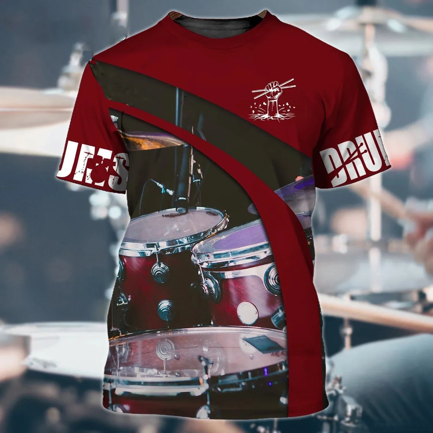 Мужская футболка с объемным принтом барабана Классическая в стиле хип-хоп