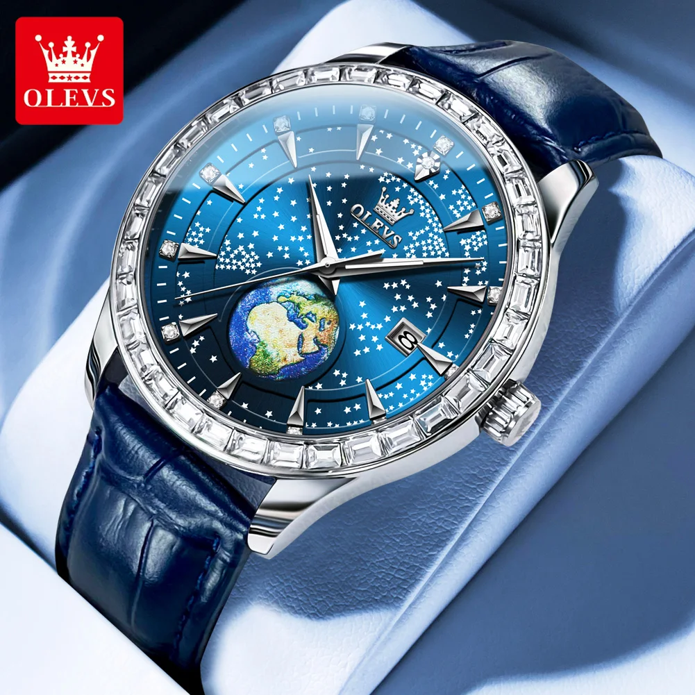 

OLEVS 9967 Luxury Quartz Watch For Men Starry Sky Dial Waterproof Luminous Man Watches Top Brand Calendar Business Hand Clock
