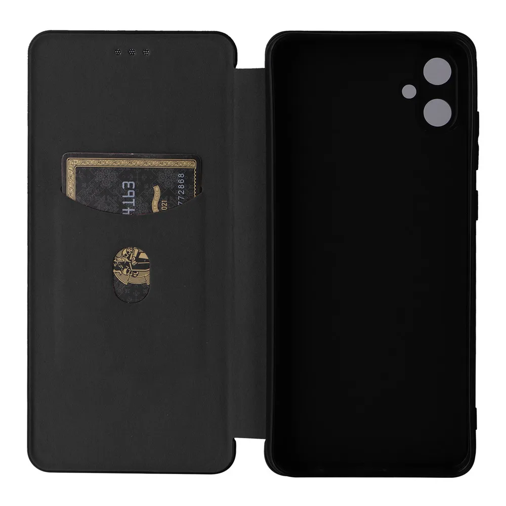 Модный флип-карбоновый противоударный магнитный кожаный чехол для Samsung Galaxy A05 A05S A
