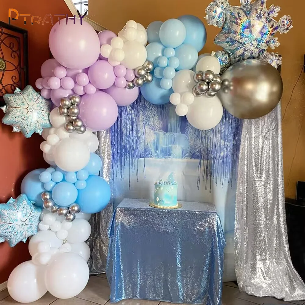 

102pc Christmas Snowflake Balloon Garland Arch Macaron Blue Purple Latex Balloons New Year Birthday Party Decoration Baby Shower