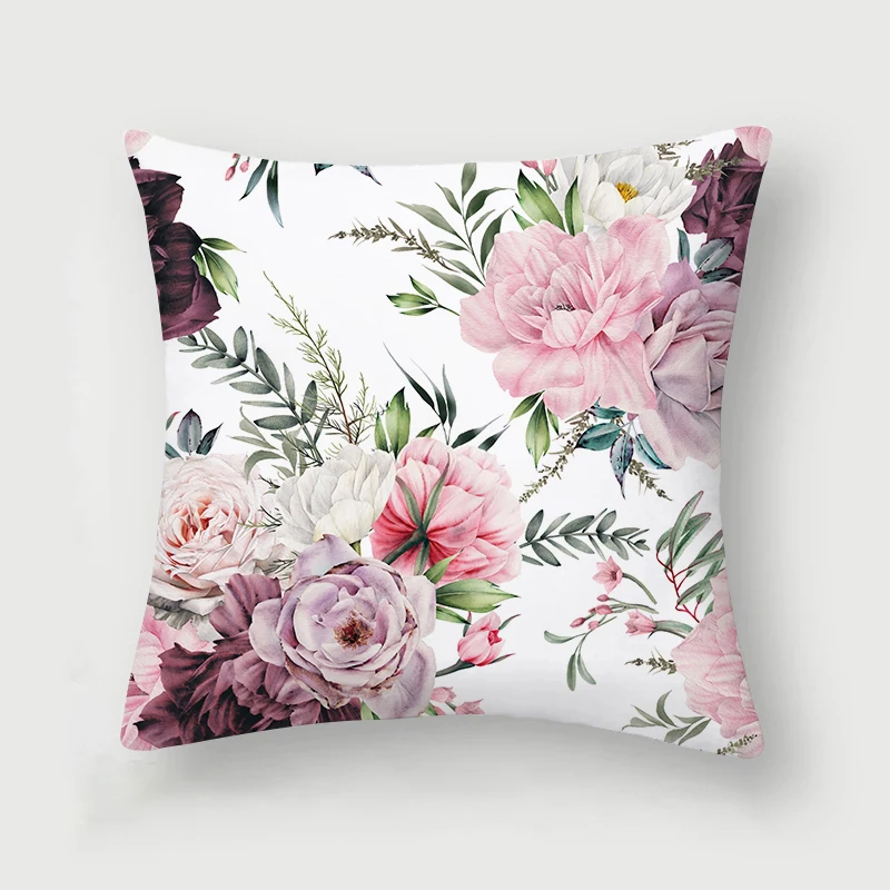 

Декоративная наволочка из полиэстера велюра с цветочным принтом 45х45 см