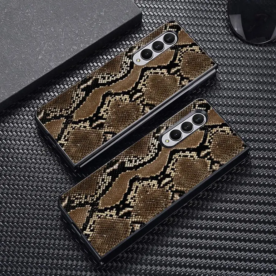 Фото Чехол для Samsung Galaxy Z Fold 8 Ultra, Z Fold3, Z Fold4, Z Fold6, Z Fold7, Z Fold5, Z Fold 7, 6, 5, 4, 3 с узором под кожу питона №3