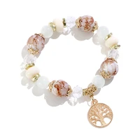 natural stone moonstone bracelet women tree of life pendant beaded bracelet simple high quality bracelet jewelry