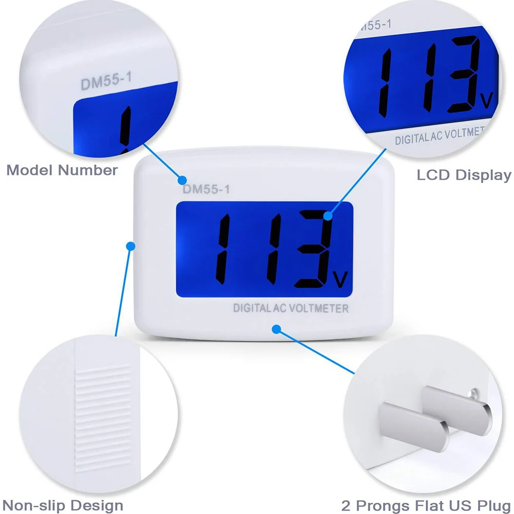 AC80-300V Вольтметр Головка DM55-1 Цифровой ЖК-вольтметр с цифровым дисплеем Розетка