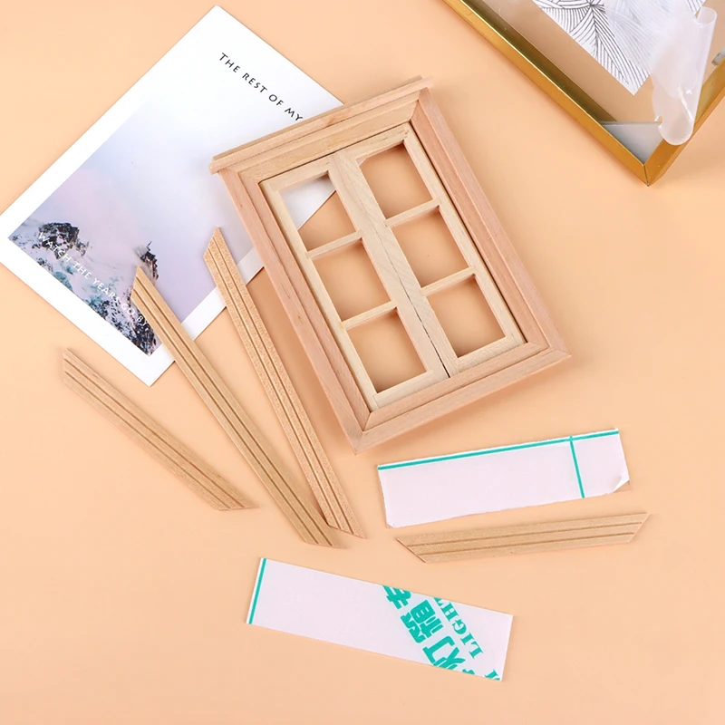 1:12 миниатюрная Неокрашенная оконная рамка для кукольного домика 6 окон мебель
