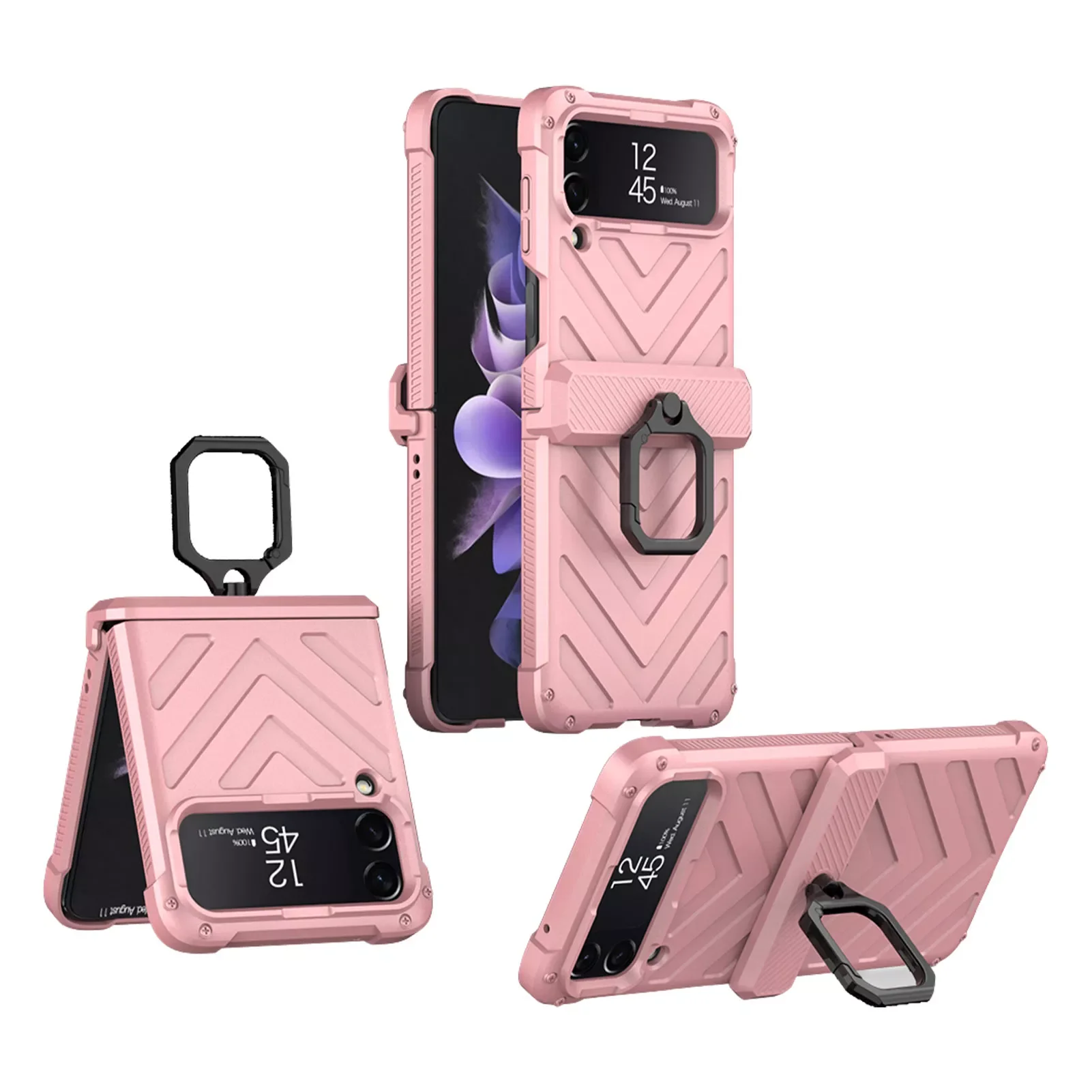 

Модный чехол с кольцом-держателем для телефона Galaxy Flip 3 5G противоударный чехол для Galaxy Z Flip3 Zflip3 с полным покрытием