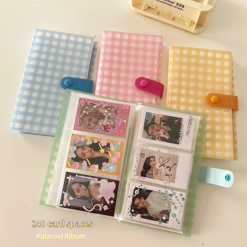 

Cream Waffle Lattice Korean 3-inch Polaroid Album 240 Card Space Star-studded Photos Small Card Storage Book