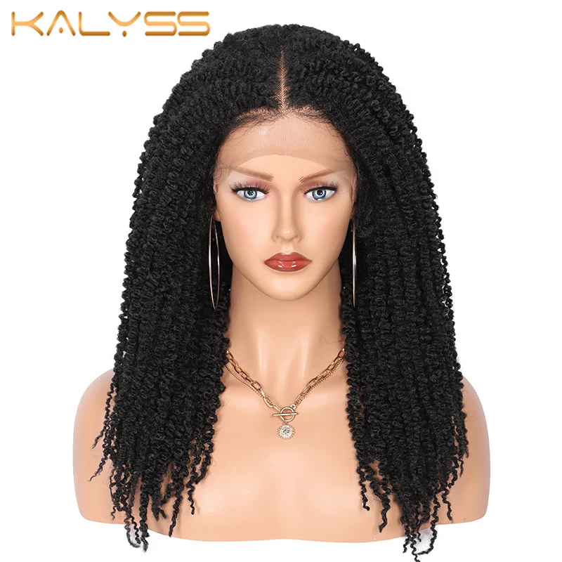 Kalyss 20 Inches Passion Braided Lace Front Wigs With Baby Hair Twisted Braids Synthetic Wigs for Black Women