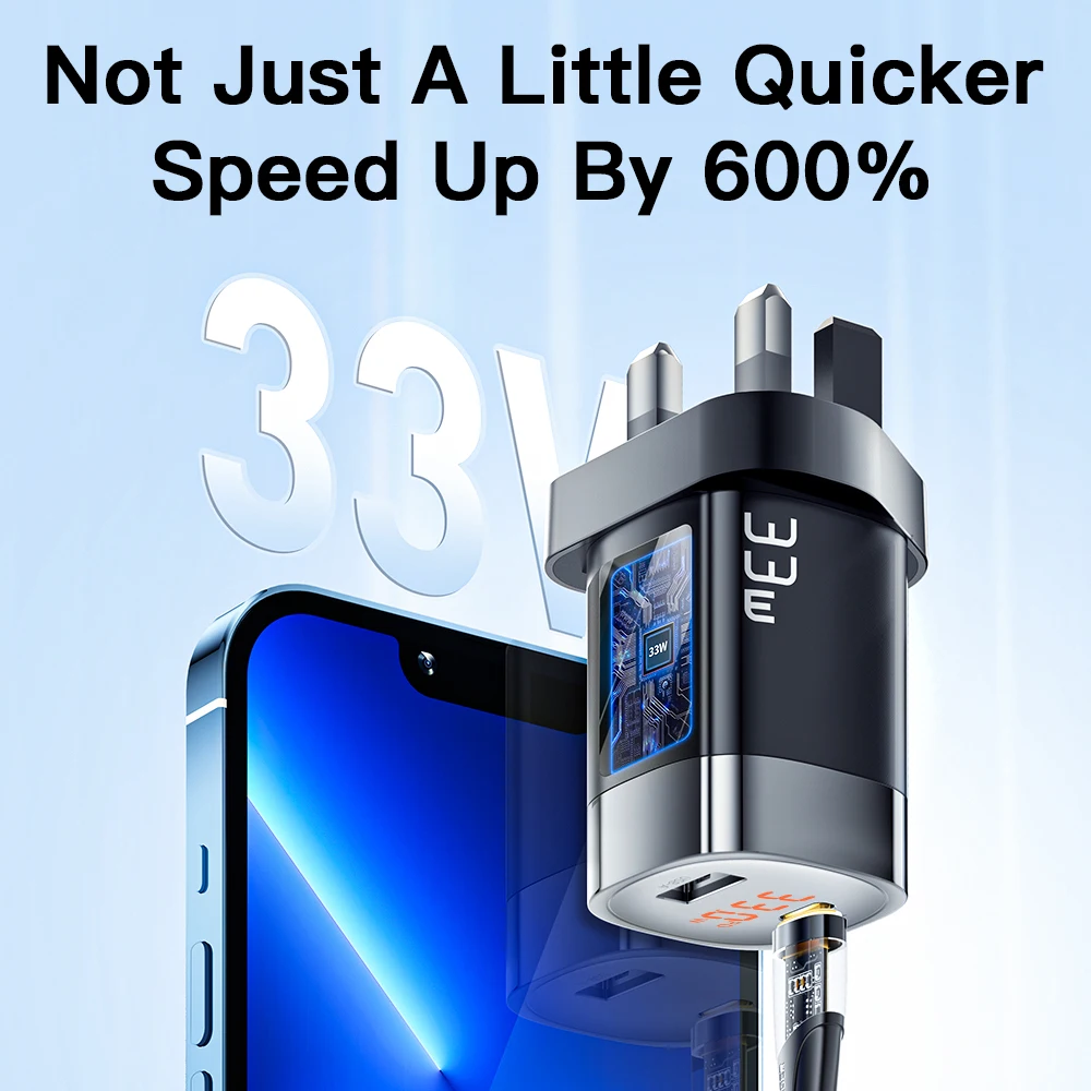 33W Essager GaN USB C Charger Digital Display PD Fast Charging For iPhone 13 12 Max Pro iPad For Xiaomi Poco Samsung Charger