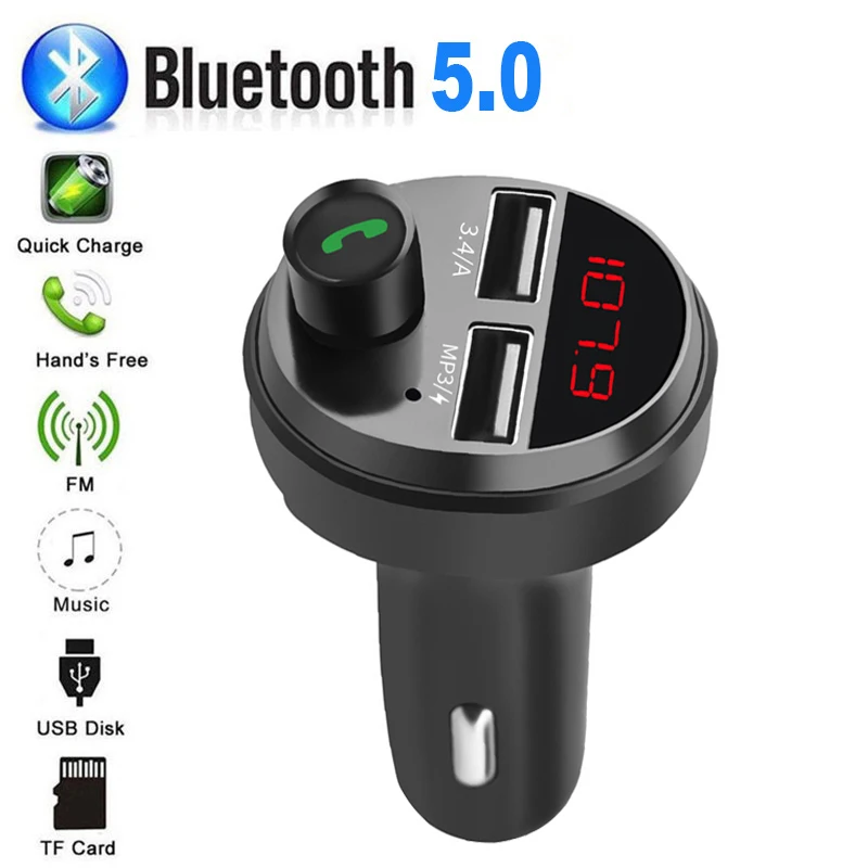 

Fm-модулятор Автомобильный с поддержкой Bluetooth 5,0 и 2 USB-портами