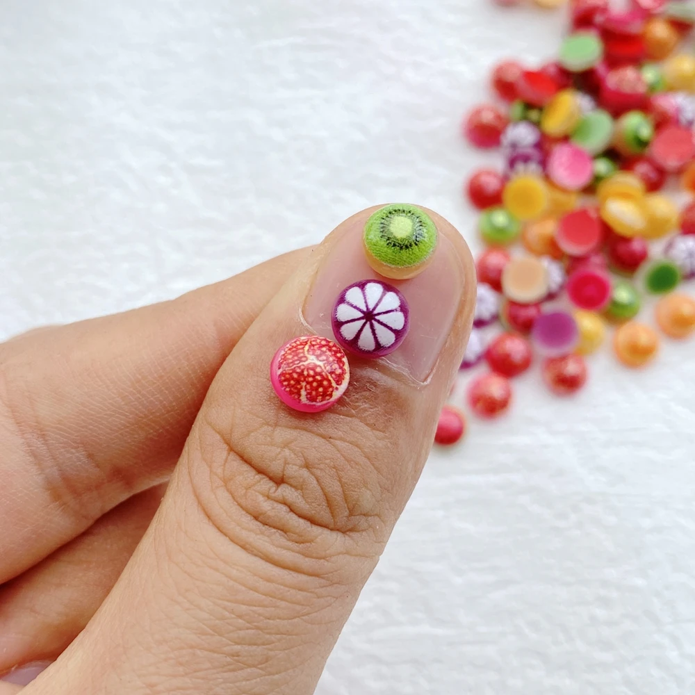 50 шт. милые мини-красочные апельсины из смолы арбузы киви с плоской задней частью