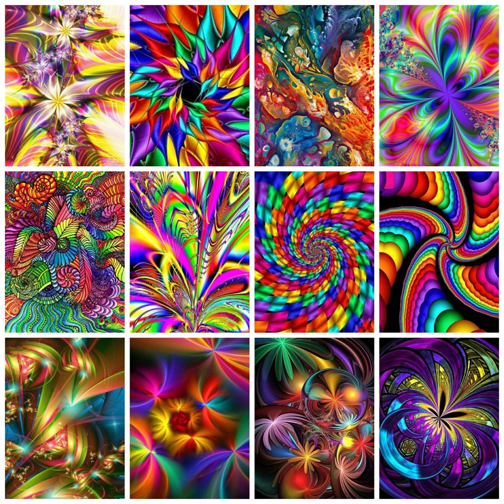 

Huacan Diy Diamond Painting Mosaic Abstract Mandala Embroidery Cross Stitch Colorful Pattern Home Decor