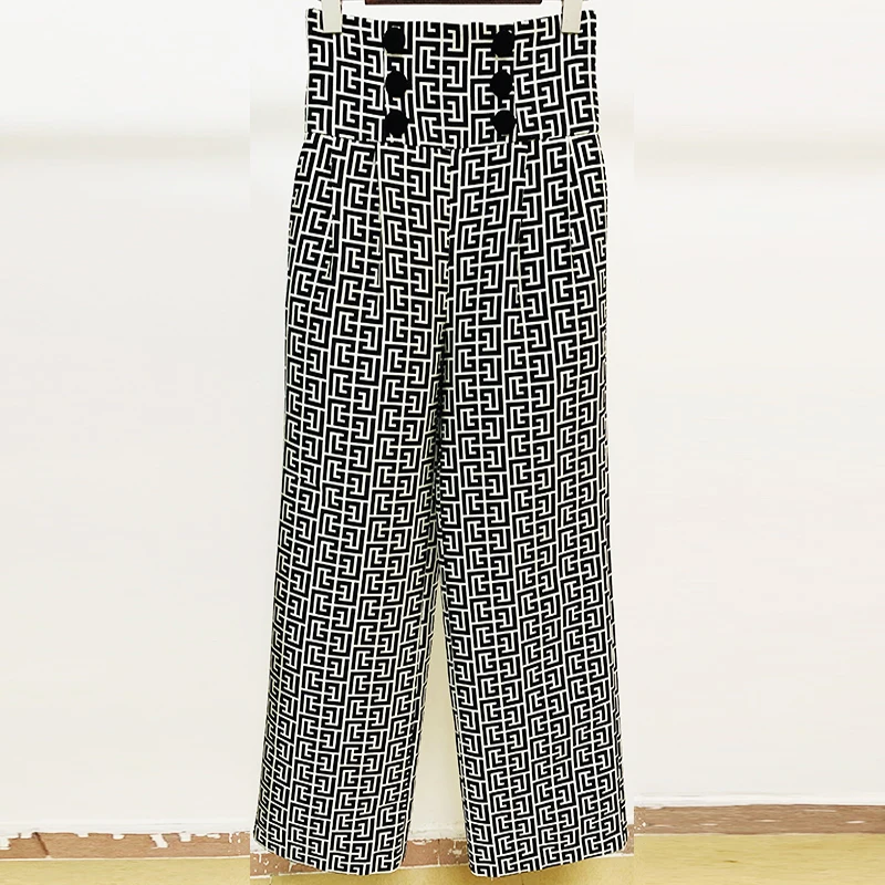 HIGH QUALITY Newest 2023 Designer Stylish Jacket Women Peak Shoulder Geometric Monogram Jacquard Single Button Blazer