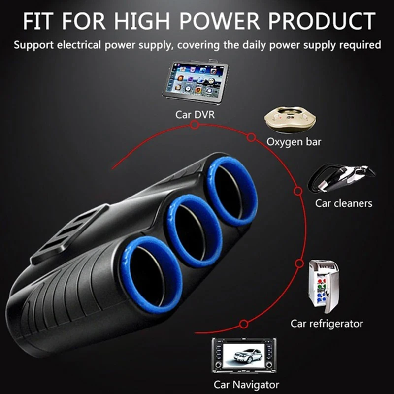 12 В Автомобильное зарядное устройство 3 в 1 разветвитель прикуривателя адаптер