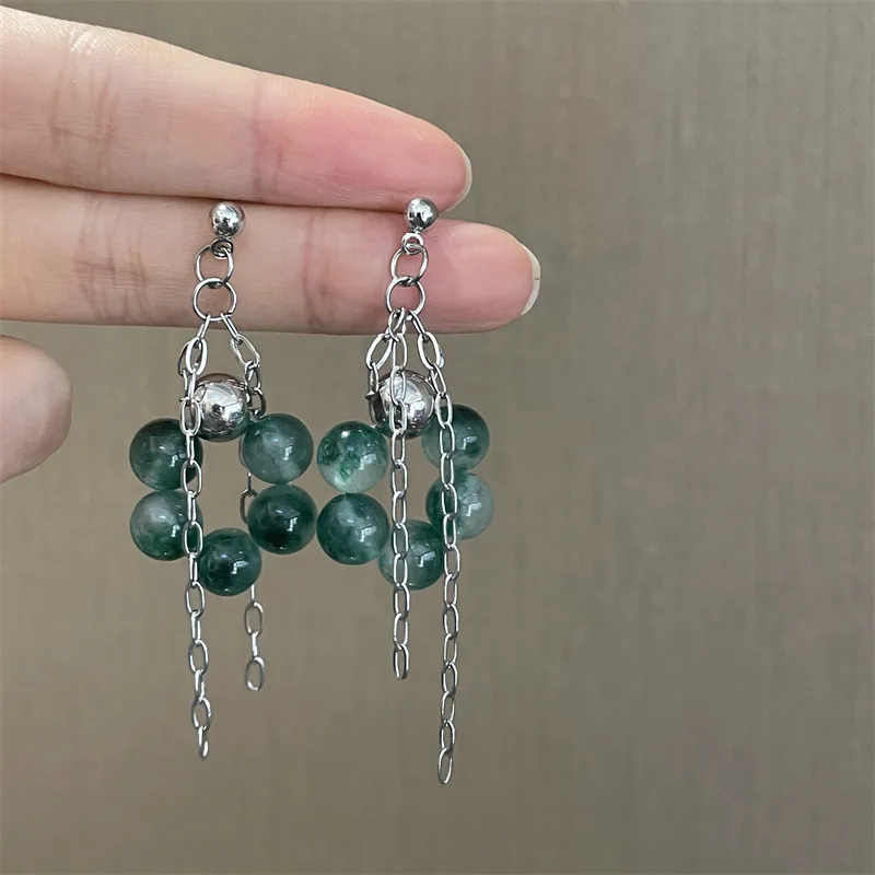 S925 Серебряные иглы в Ретро национальном стиле градиентные зеленые натуральные