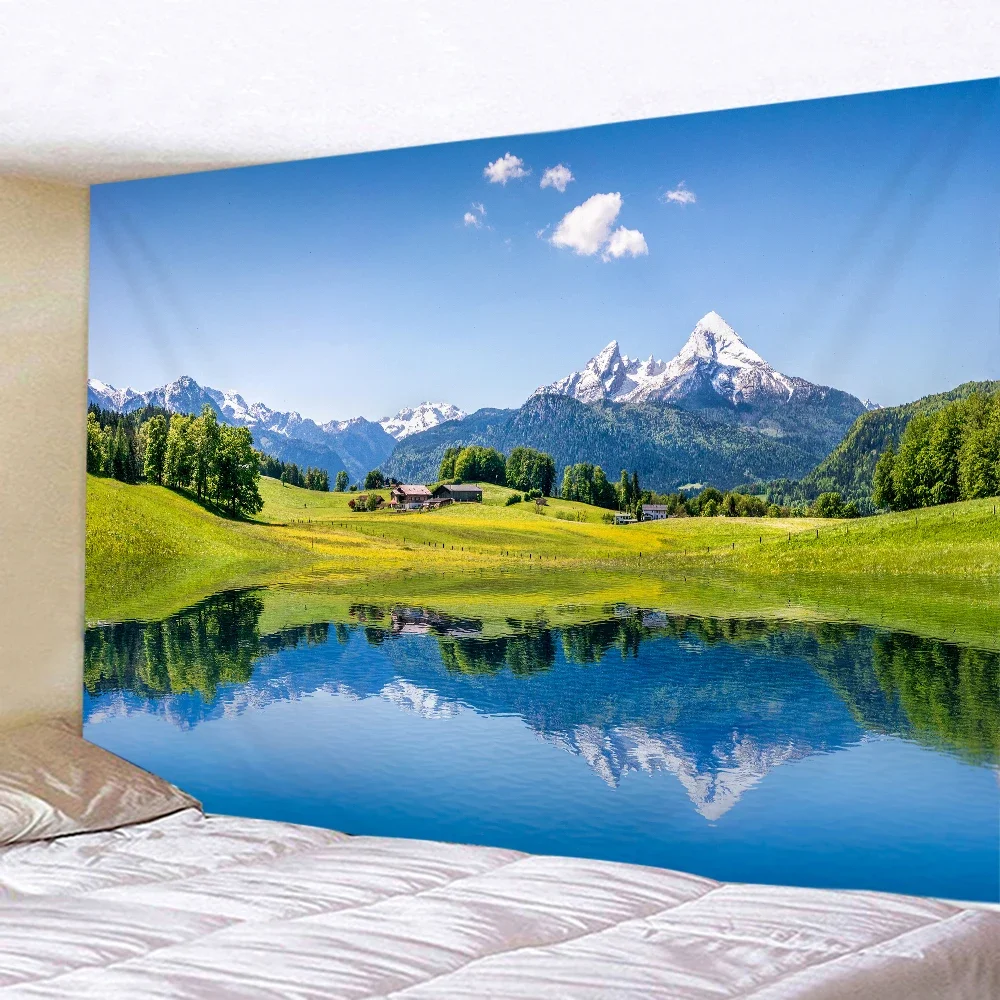 Настенный Гобелен Для океан, пейзаж, лесной водопад, лотос, ткань, настенные гобелены, Декор, Настенный Ковер, пляжный гобелен, домашний декор