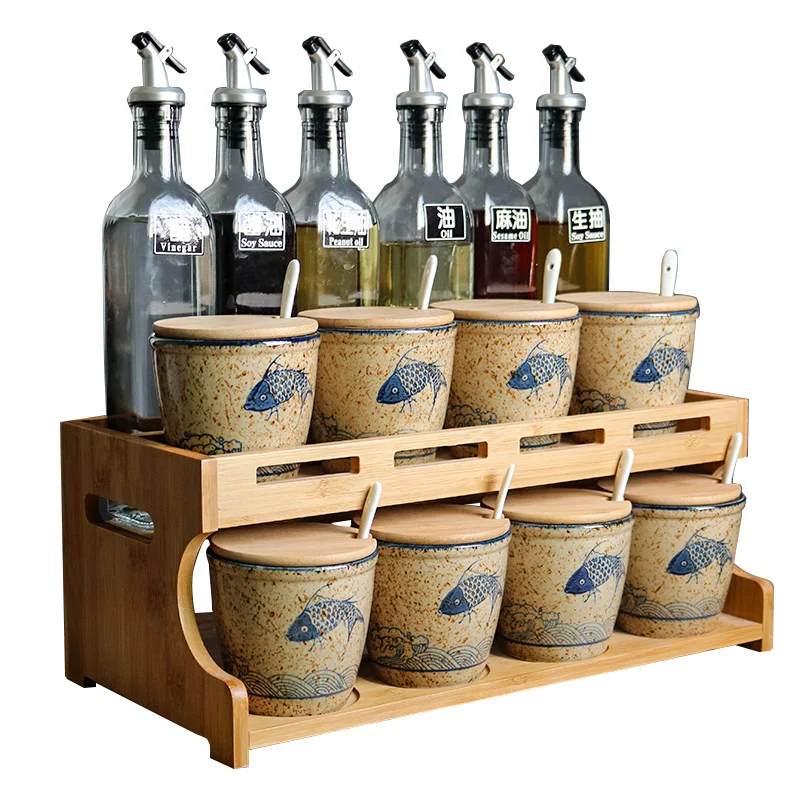 

Kitchen Condiment Spice Jars Set Oil Bottle Sauce Salt and Pepper Shakers Sugar Container Storage Spray Aceite Kitchen Utensils