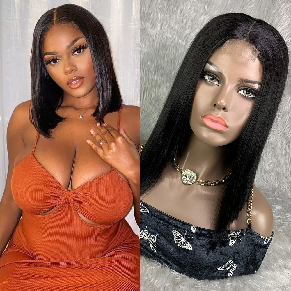 Short Bone Straight Bob Lace Front Wigs 12 Inch Natural Glueless Lace Front Human Hair Wig Vietnam Raw Hair Bone Straight Wigs