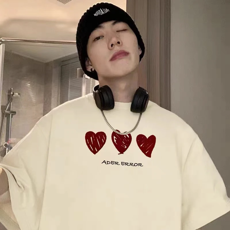 Лидер продаж, футболка с вышитыми буквами Adererror, летняя новинка, футболка с логотипом AE из фольги, мужская и женская футболка