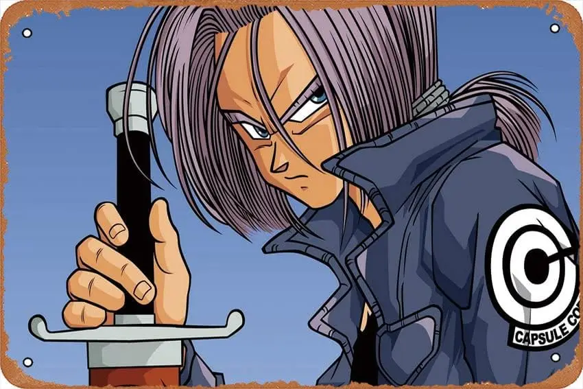 muecddoa Future Trunks Anime Ретро Металлическая жестяная вывеска Винтажный декор комнаты