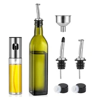 olive oil dispenser 17 oz and oil sprayer bottle 100 ml for cooking set oil and vinegar cruet bottle set for kitchen
