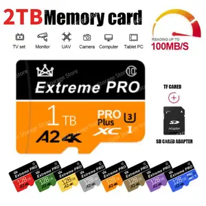 A2 U3 128GB Micro Mini SD Card 1TB 2TB Class10 Memory Card Extreme Pro High Speed Write Super Compatibility Phone Camera TF Card