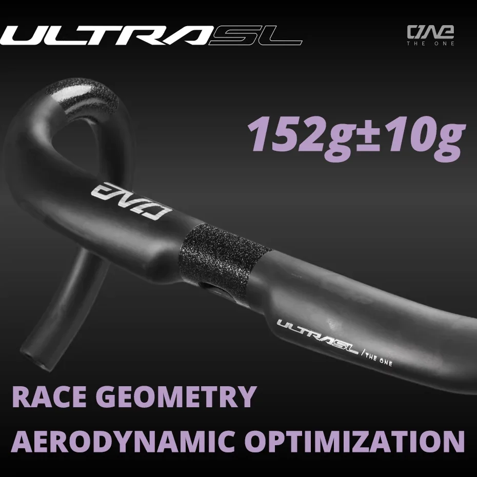 Фото Руль шоссейный THE ONE ULTRA SL Carbon, 152+-10г, T1000, сверхлегкий, с полной внутренней проводкой, для шоссейных велосипедов, минималистичный дизайн №1