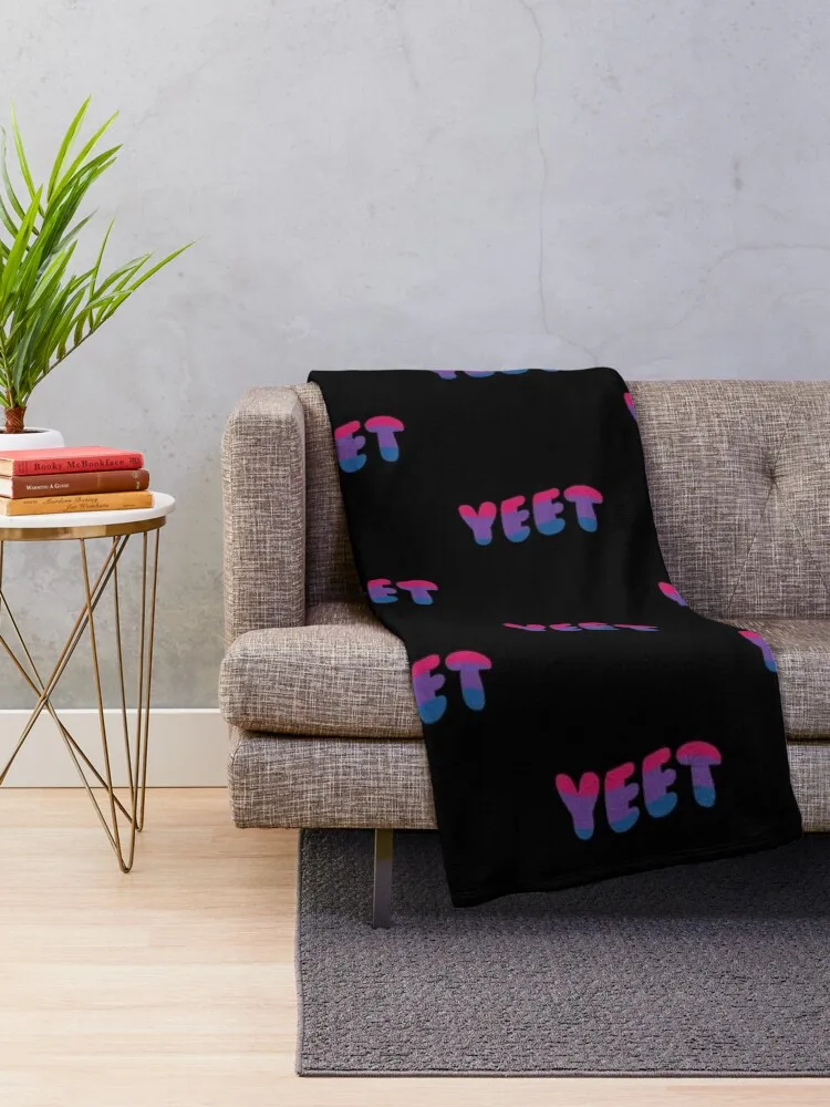 Yeet Meme Типография Bi Pride Цвета флага Забавный ЛГБТК Розовый Фиолетовый Синий Плед