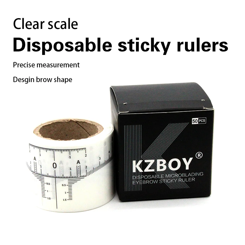 

50pcs/roll High Quality Disposable Eyebrow Sticker Ruler Stencil Shape Tool Microblading Measure Brow Transparent Sticky