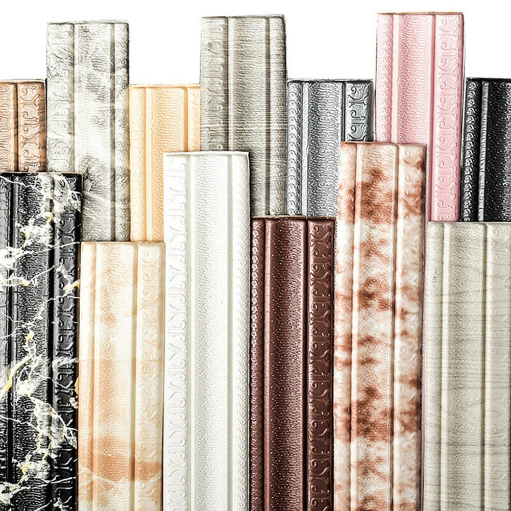 

4MM Waistline 230*8CM Self Adhesive Wall Trim Line Skirting Border Sticker Foam Molding Trim Wallstick Home Office Hotel Decor